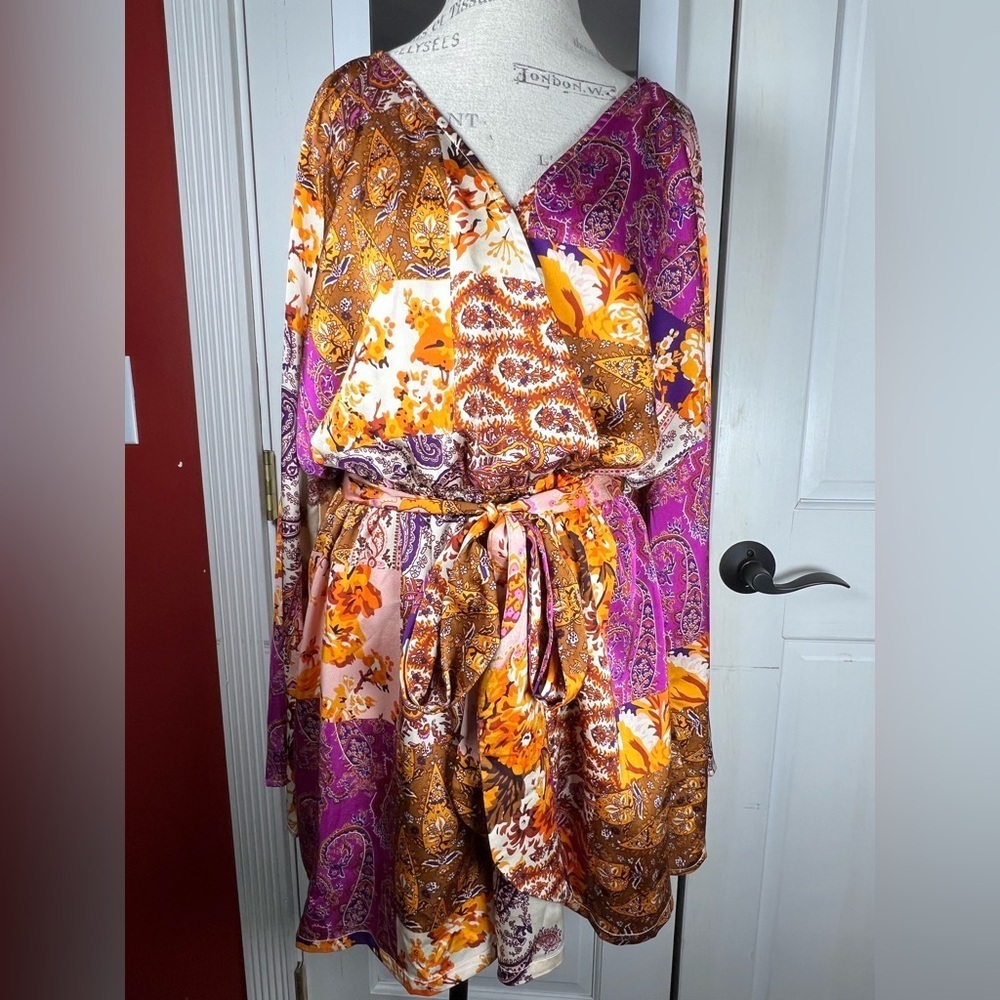 Fashion Nova Always On Vacation Romper - Purple/combo Silk Soft Size XL - Picture 3 of 12